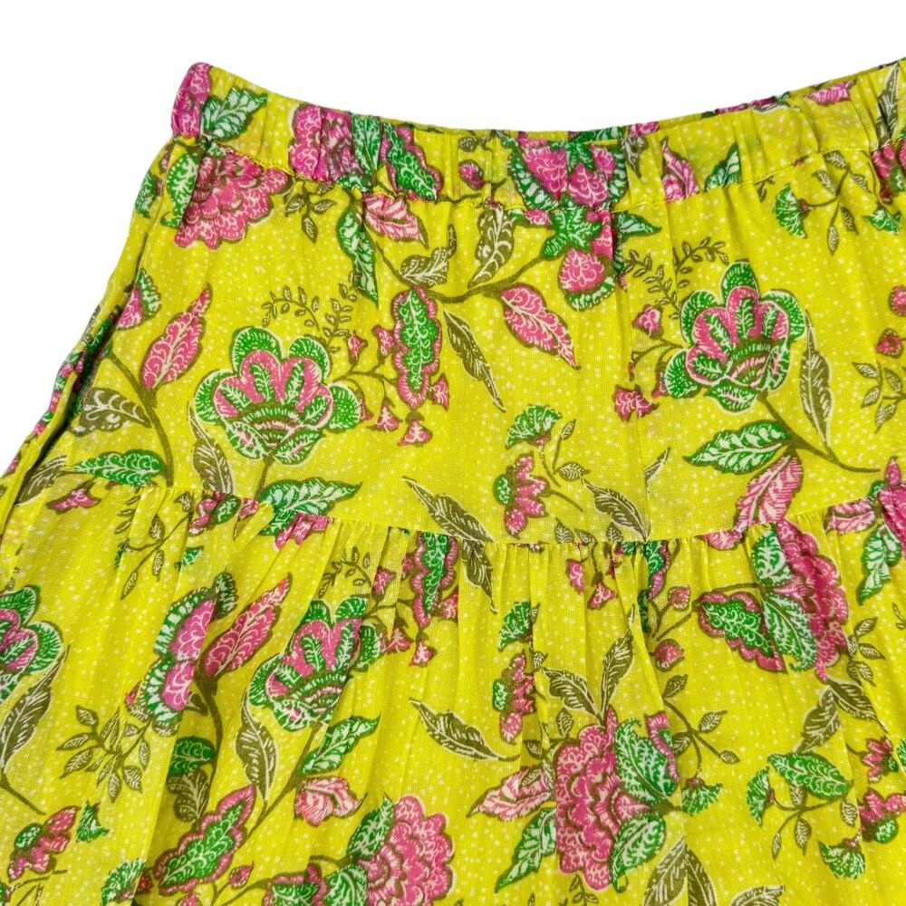 Sundry NWT Sz 1 Felicity Green Pink Floral Print Lined Tiered Mini Skort Skirt - Picture 3 of 9